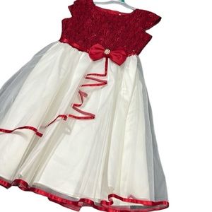 Little Girls White Dress Lace Custom Ribbon Flowers Girls Dresses SIZE 16